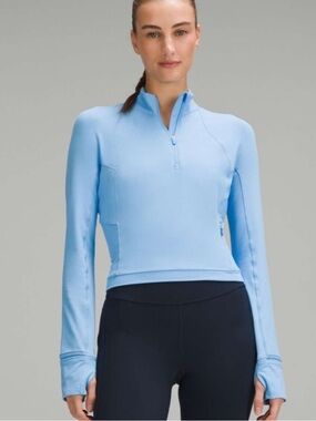 lululemon It’s A Rulu Cropped Half Zip - Aero Blue - 4